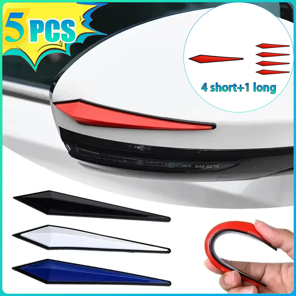 

5pcs Pvc Short Rearview Mirror Decorative Stickers Bumper Car Stickers Car'S Door Anti-Collision Protection Strip Hood Thickened