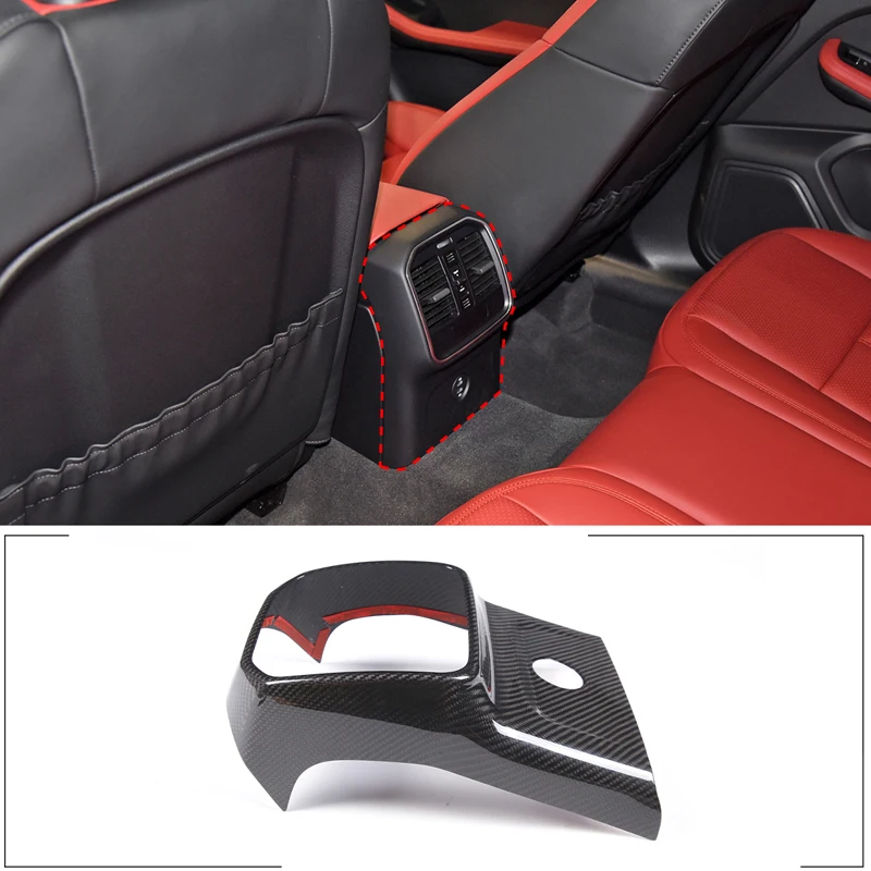 

For Porsche Macan 2014-2022 Real Carbon Fiber Car Rear Air Conditioner Air Outlet Panel Anti-kick Cover Trim Car Accessories