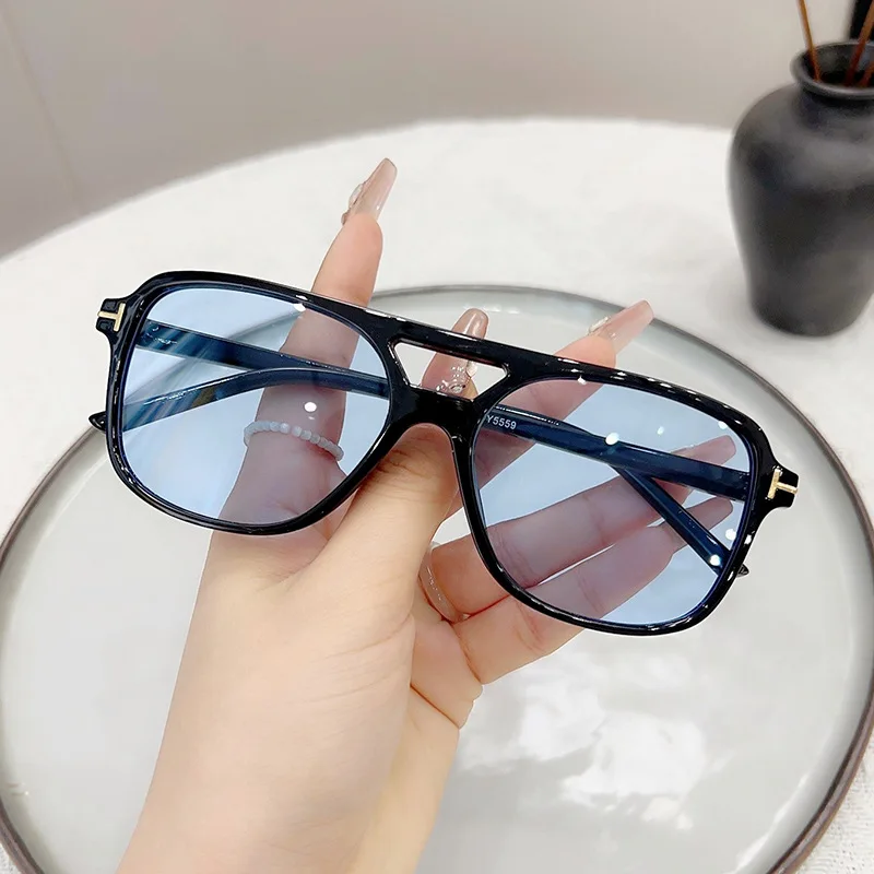 

Double Beam Frame Blue Light Blocking Sunglasses Business Large Frame Eyewear High Definition Outdoor Shades Goggles for Women