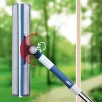 Window Squeegee Cleaner 2 in 1 Telescopic Window Cleaning Tool with Elbow and Straight Extension Pole 2 Pads Replaceable