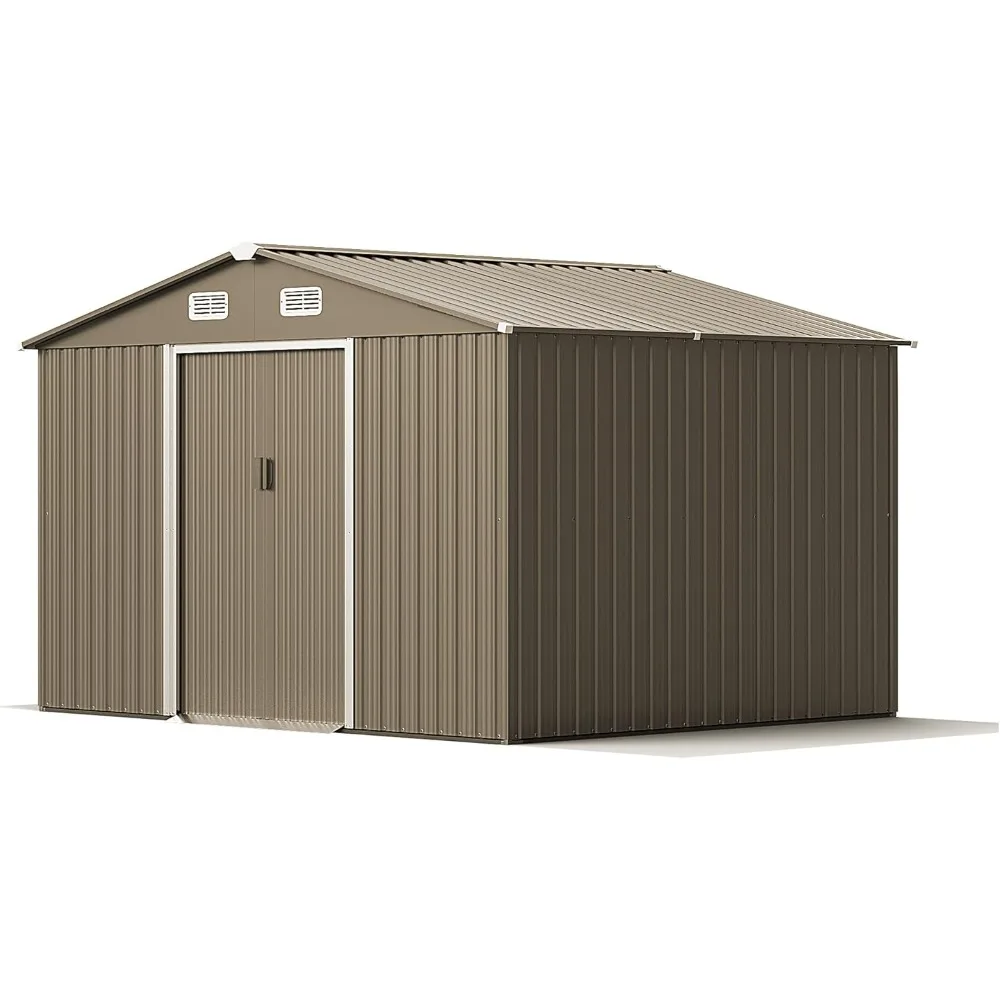 Storage Shed for Outdoor with Design of Lockable Slide Doors and Air Vent, Tiny House Utility and Tool Storage for Garden