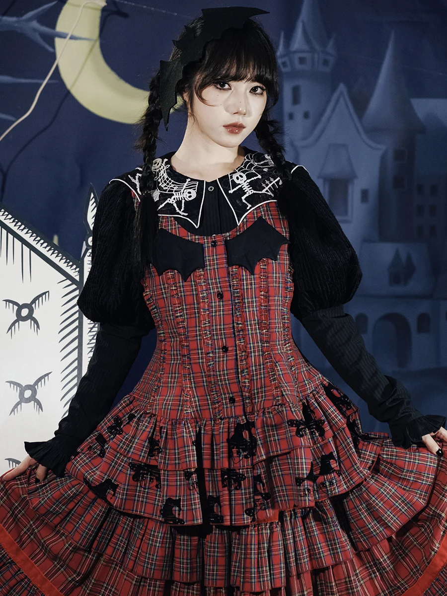 

Meugler Bull Thi Island Dehualu Happy Day Red Plaid Little Devil Open Front Waist Cinched Vest Slim Fit Cotton Linen Women'...