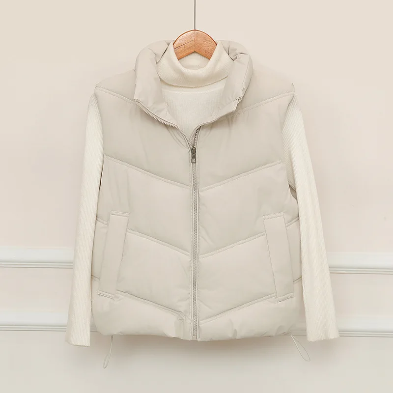 

Women's Sleeveless Stand-Up Collar Short Vest European American Style New