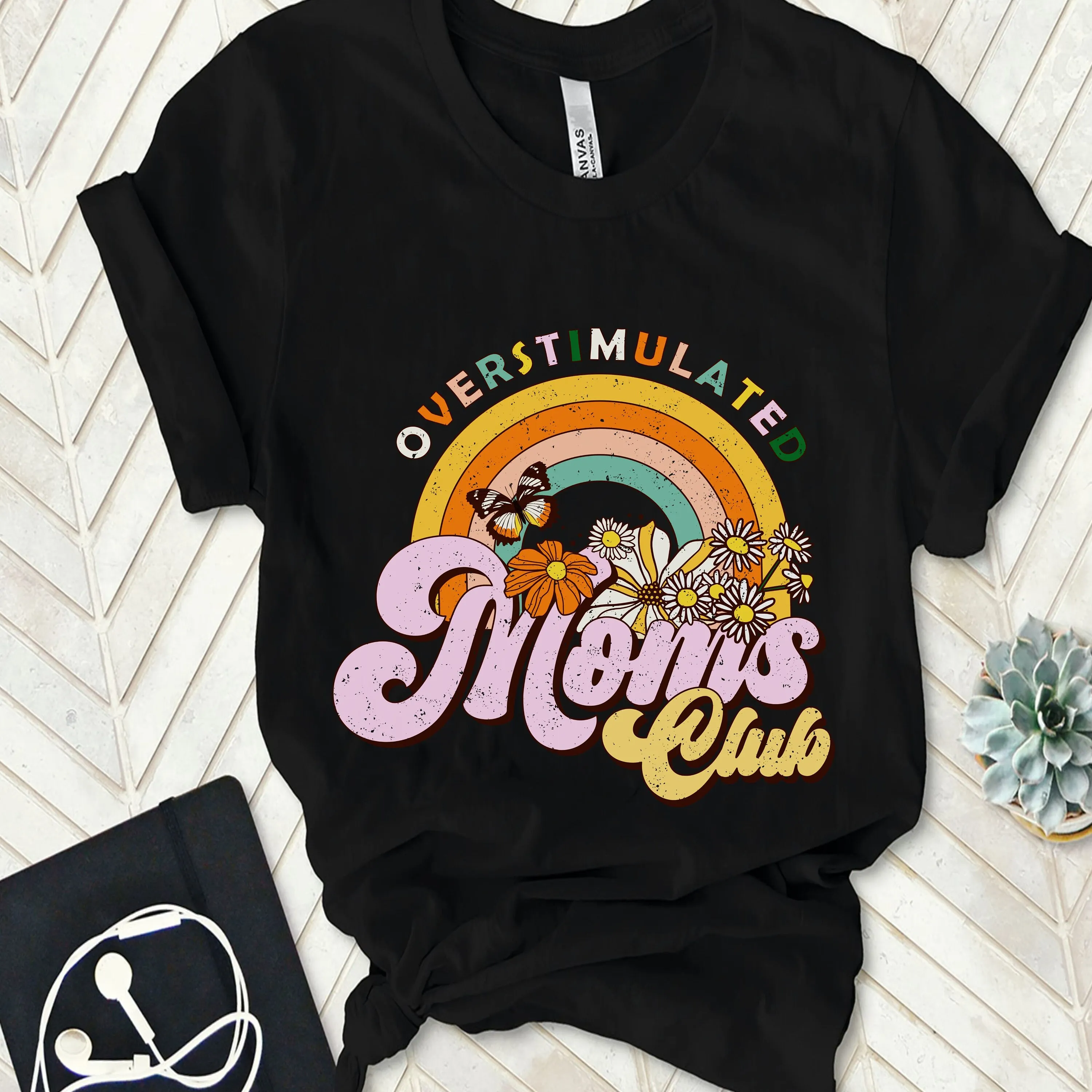 Overstimulated Moms Club T Shirt Cute Retro for Funny Mom Mothers Day coffee lover stressed