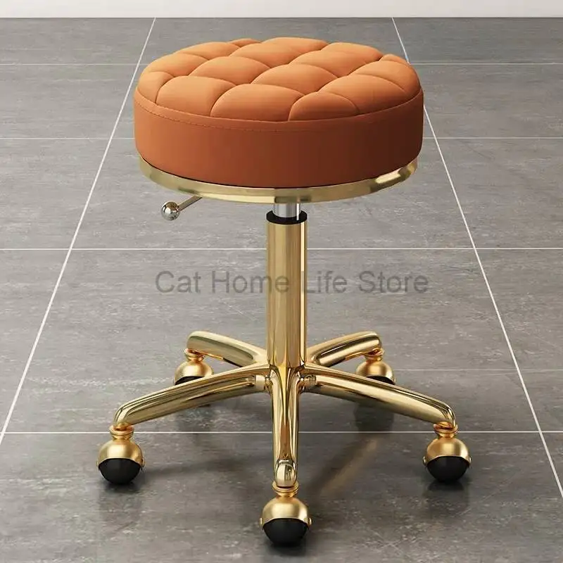 

Bench Hair Stool Barber Fashion Shop Swivel Golden Hairdressing Chair Massage Clinic Office Home Seat Cadeira Salon Furniture