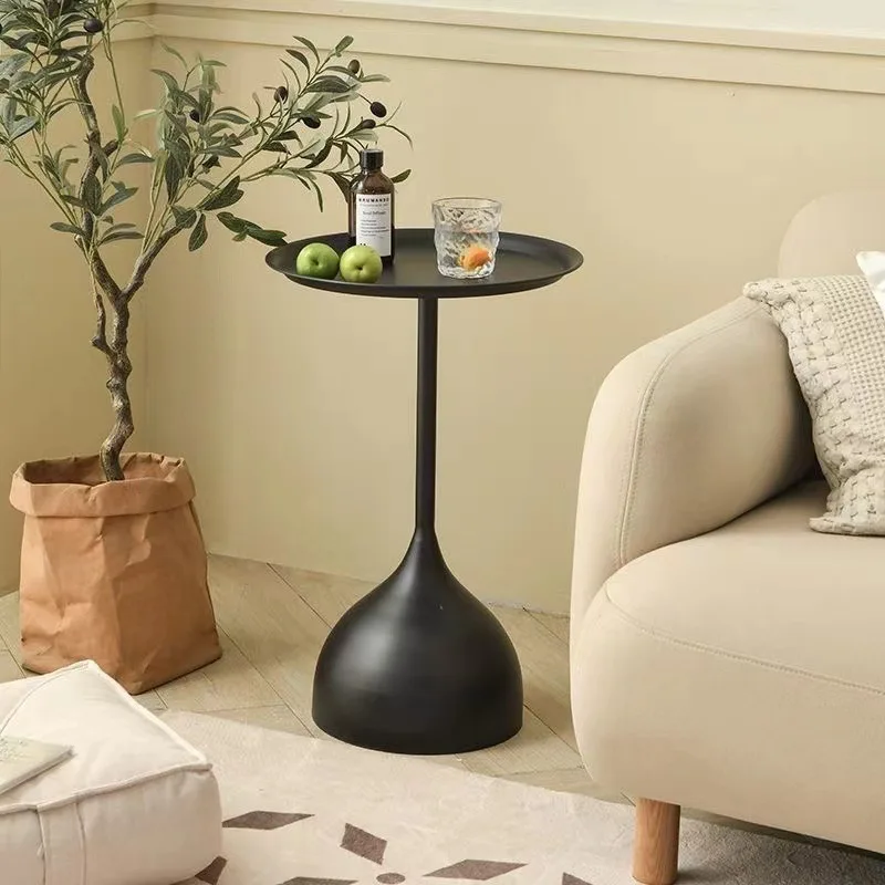 Modern Cream Iron End Table Compact Coffee Table for Small Space Home Hotel Bedside Tray