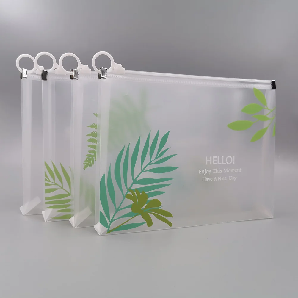 

4 Pcs Pencil Case Students Accessories Transparent Organizer Zipper File Bags Pockets Stationery Holder