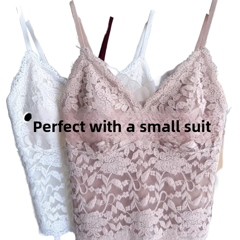 Lace KUCLUT Strap Vest Women's Autumn Winter Fleece Lined Sexy Backless Bralette Underwear Base Layer Inner Wear
