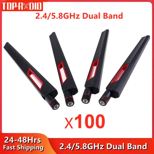 100pcs 도매 2.4G 5.8G 듀얼 밴드 라우터 안테나 RP SMA 남성 범용 안테나 증폭기 WLAN WiFi 부스터