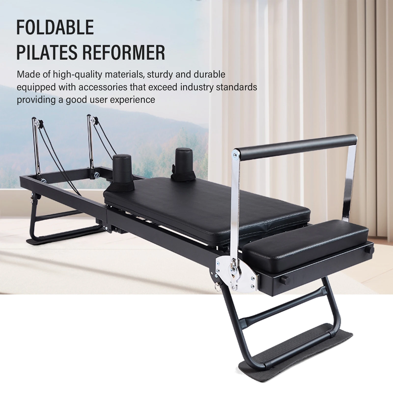 77,5" faltbare Pilates-Reformer-Maschinenausrüstung, mit Federwiderständen für die Körperhaltung nach der Geburt – Detail 4