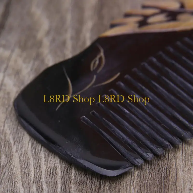 

L8RD New Luxury Natural Horn Hair Comb Handcraft With Mandarin Duck Carvings Handle