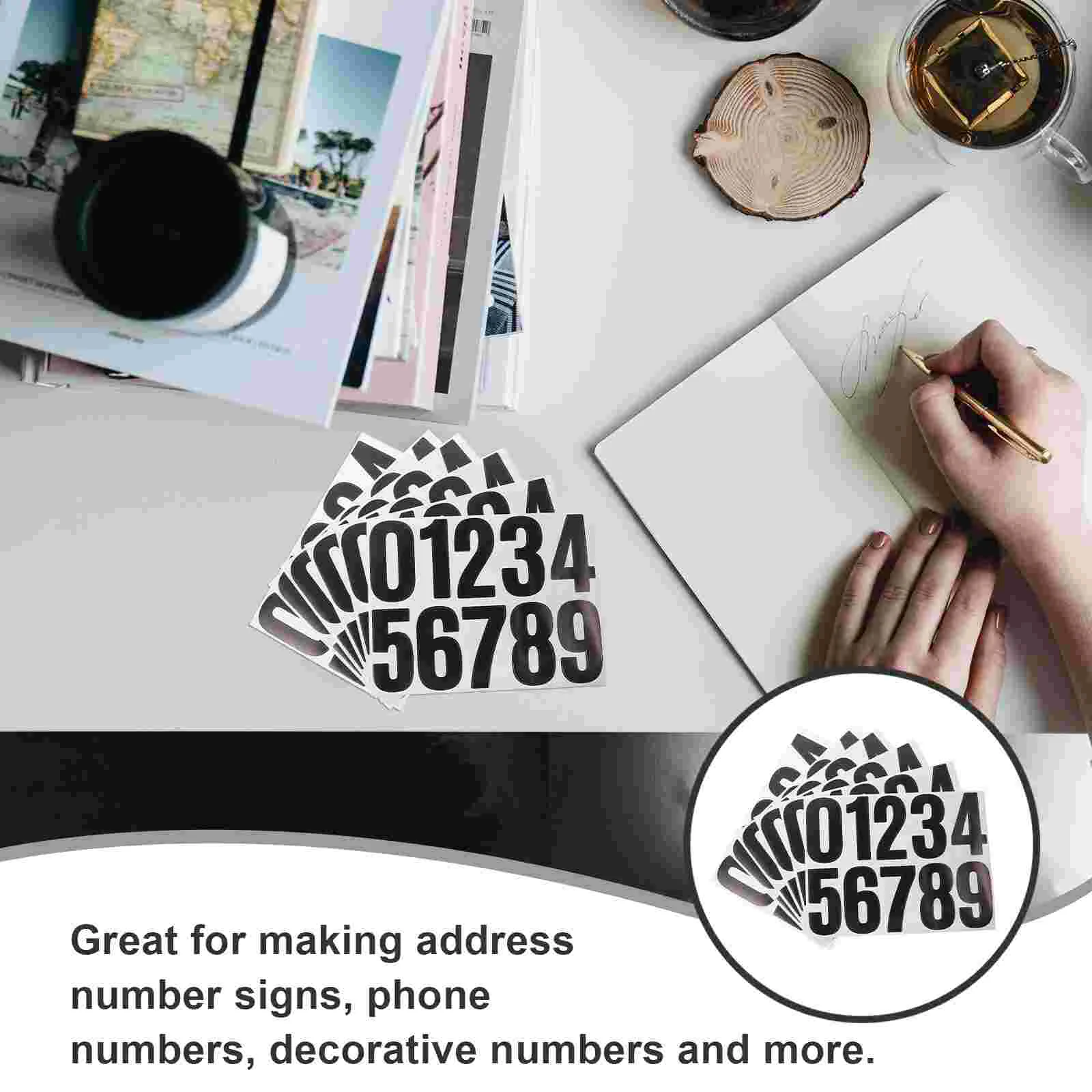 6 Sheets Sheets/pack Trash Can Stickers Mailbox Number Numbers Applique Home Address Large Business Signs