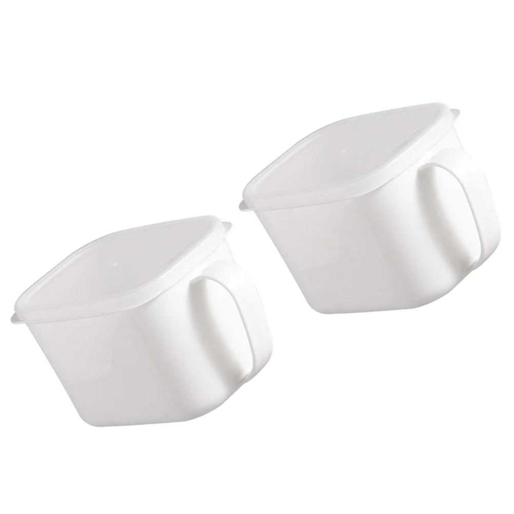 

2 Pcs Storage Boxes with Handle Cereal Container Kitchen Food Plastic Dry Can Home White Fridge