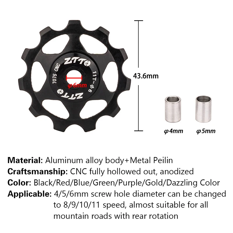 Metal Bearing MTB Road Bike Rear Dial Guide Wheel 11T Guide Wheel Aluminium Alloy Derailleur Guide Wheel image 6