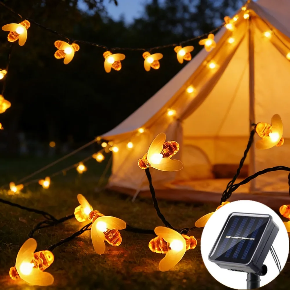 Garland Lamp 100/50/20LEDs 8 Modes Solar Bee String Lamp Outdoor Fairy Light Chritmas Tree for Patio Garden Party Wedding Decor