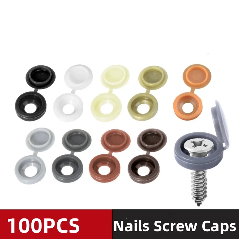 100Pcs Nails Screw Caps Plastic Protective Covers 4 Colors Phillips Screw Decorative Cover Cross Screw Folding Cap