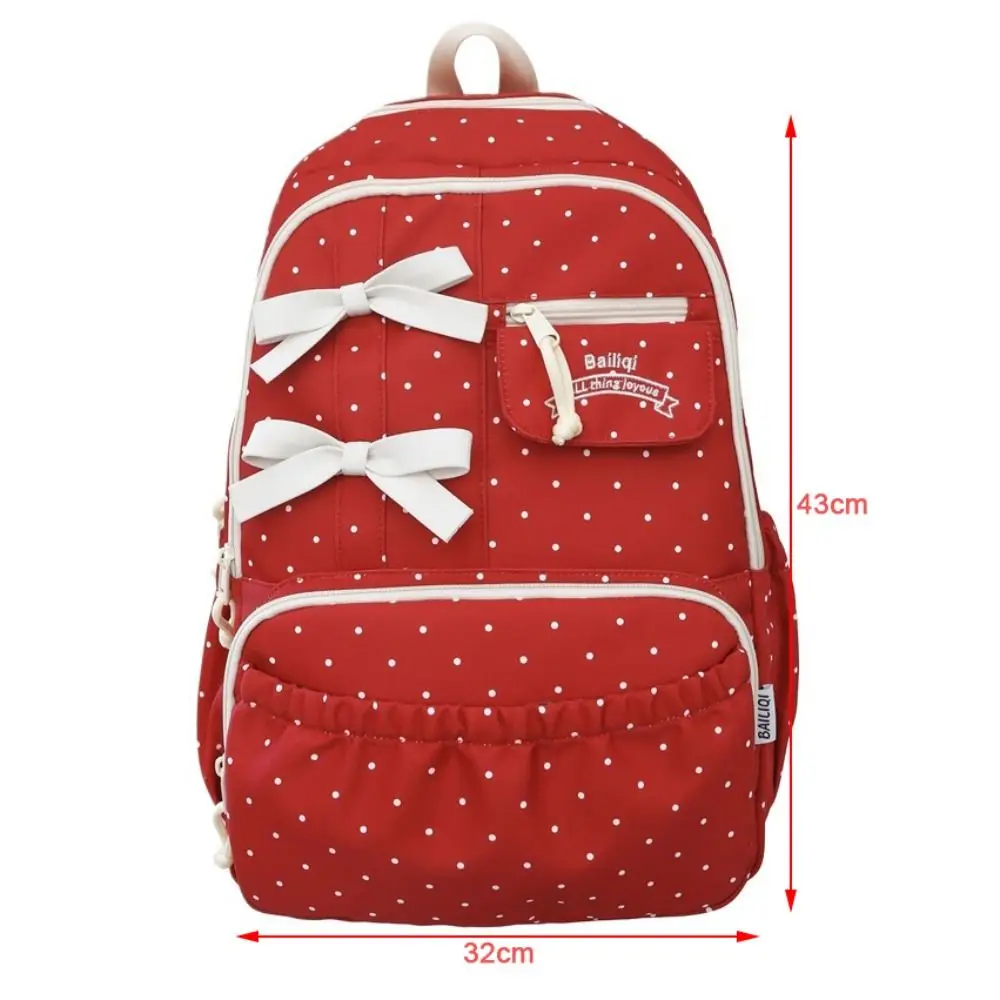 Nova bolinhas arco meninas mochila de náilon de grande capacidade estudante mochila anti-roubo multi-compartimento mochila de computador de viagem