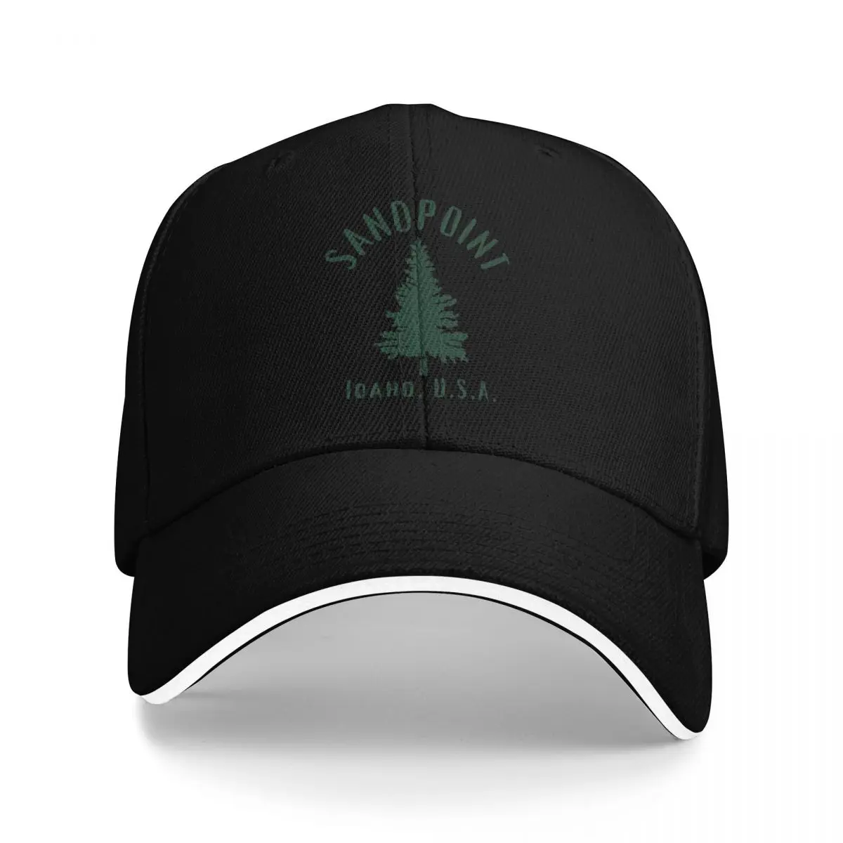 

Minimalist Sandpoint Idaho - Deep Green - Primitive / Stark / Pine Tree Baseball Cap Rugby Winter hat |-F-| Woman Men's