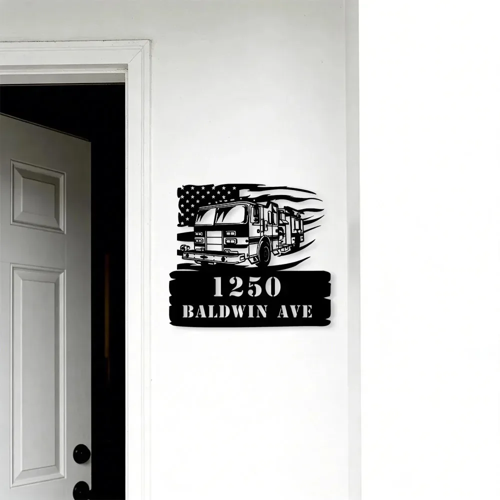 [2D Flat] Eagle Flag Custom Address Plaque Personalized Names Rustic Outdoor Garage New Home Decor
