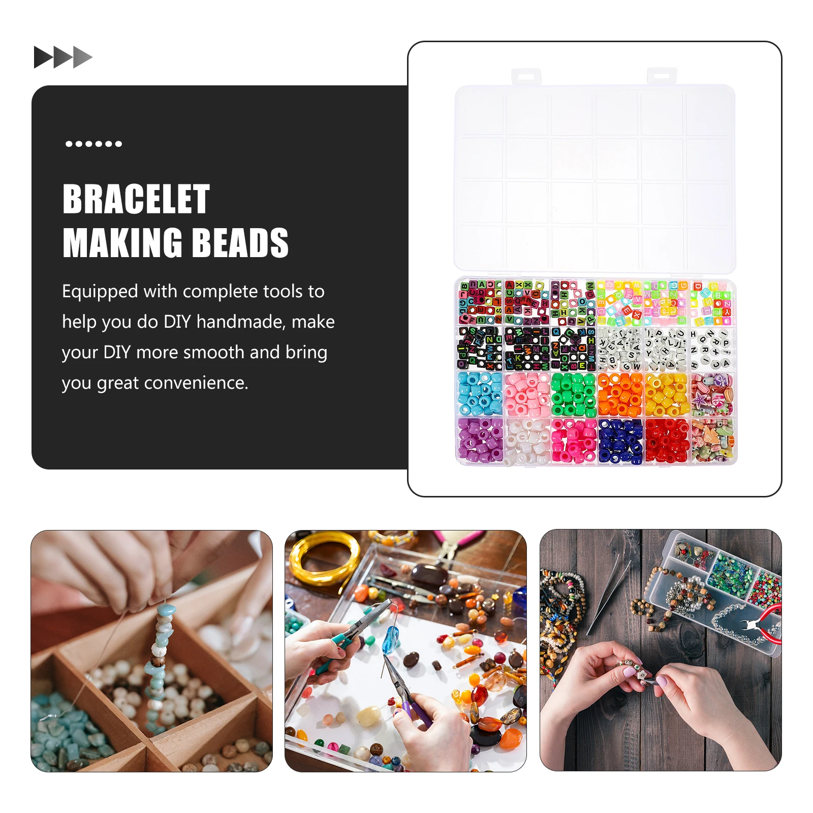

DIY Bracelet Making Kit Beads Jewelry Accessories Alphabet Cube Crafts ABS Polyester Latex Acrylic Creativity Gifts Family Fun