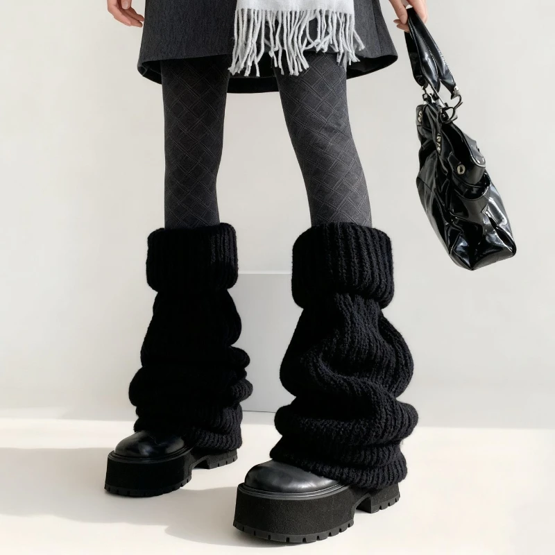 Y2K Harajuku Gothic Lolita Beinwärmer für Damen, knielang, ausgestellte Beinsocken, weiche Beinabdeckung, modisch, süß, für Cosplay und den Alltag – Detail 5