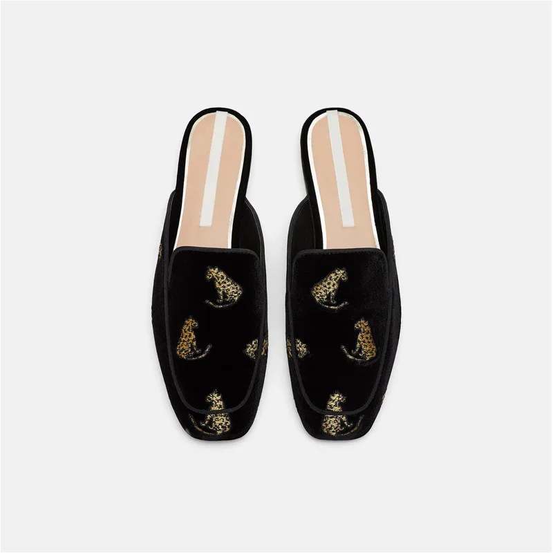 

New Retro Womens Exquisite British Suede Muller Slippers for Woman Fashion Vacation Casual Shoes Designer Shoes Zapatos De Mujer