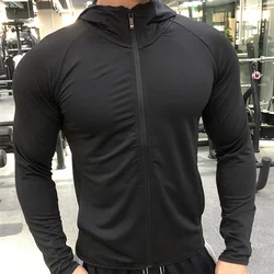 New Winter Autumn Hoodies Sport Shirt Men Hat Zipper Running Jackets Fitness Gym Sports Clothing Sport Top Men's Sportswear 2022