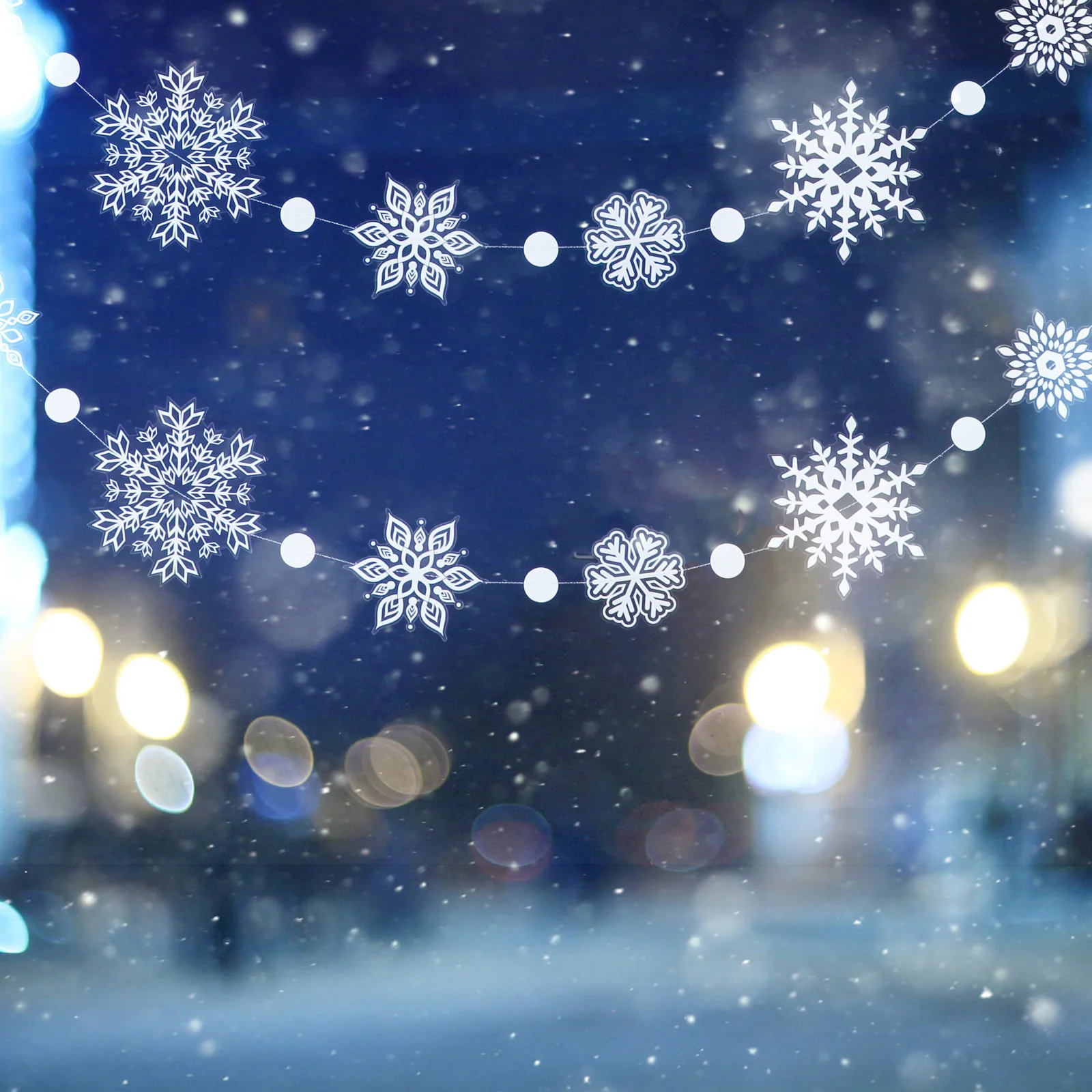 

2 pcs 1 Set Snowflake String Flags Pvc Hanging Garlands Lightweight Decorative Buntings For Christmas Party Wedding Shop Window