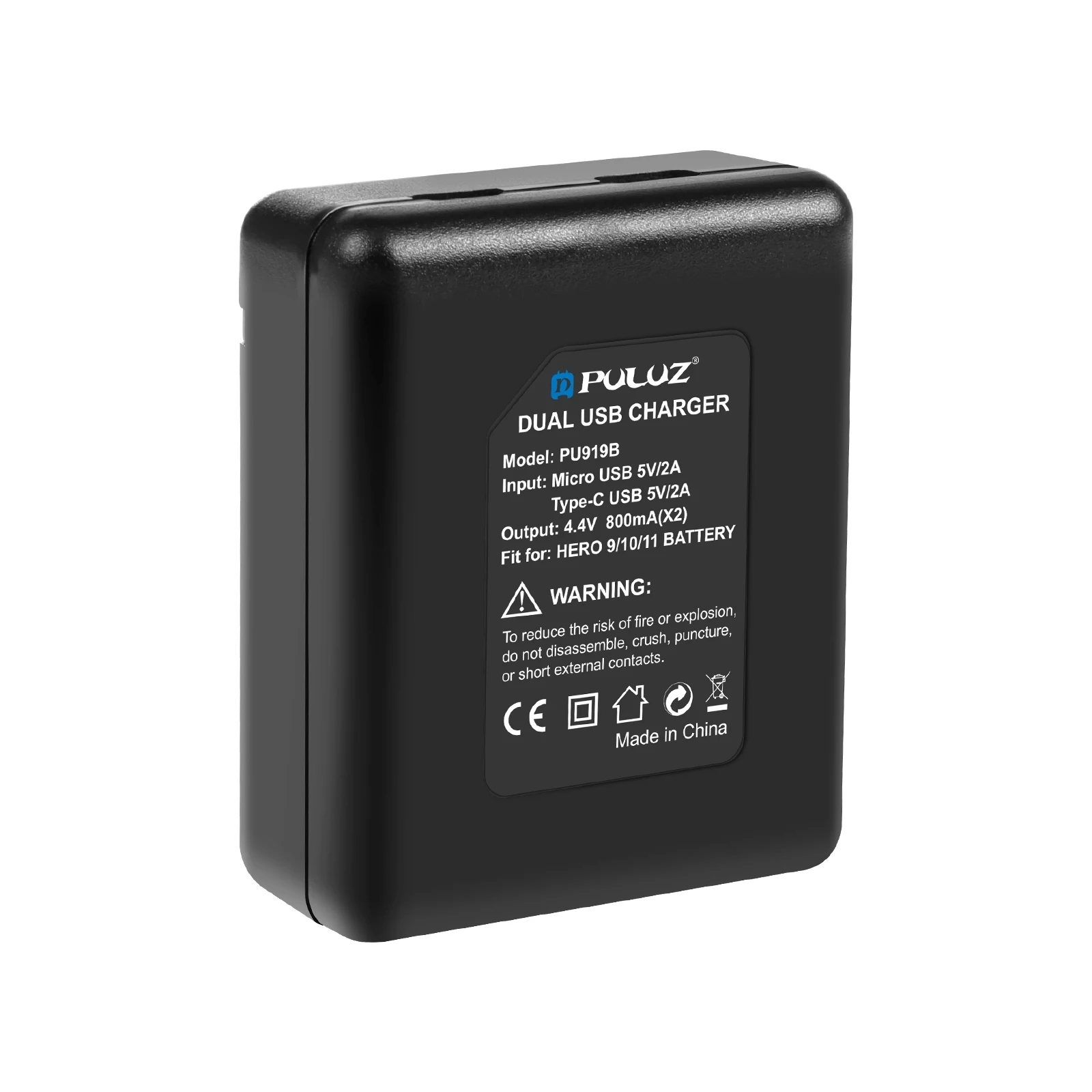 Puluz usb Dual-Batterie-Ladegerät für gopro hero11 schwarz/hero9 schwarz/hero10 schwarz