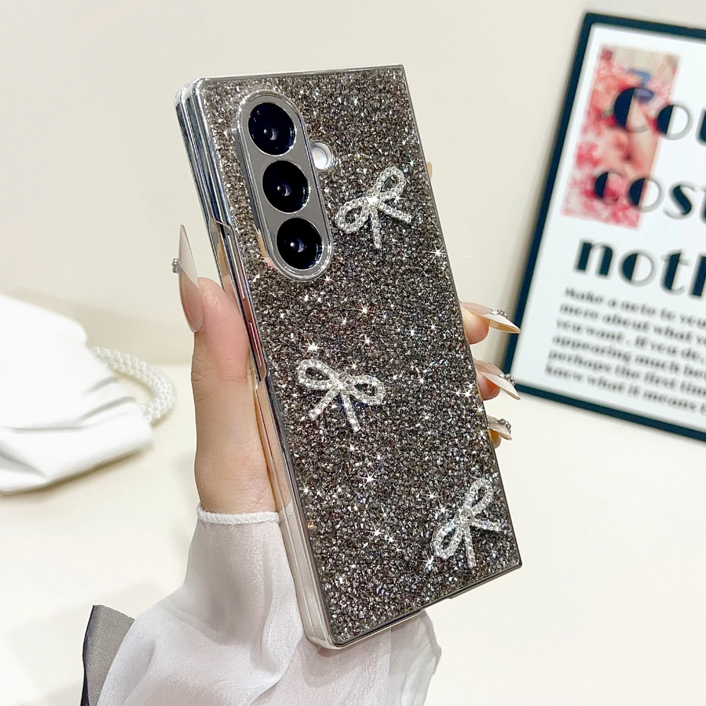 

Luxury Glitter Coloful Diamond Bowknot Phone Case For Samsung Galaxy Z Fold 7 6 5 4 Shockproof Protective Bumper Cover Cases