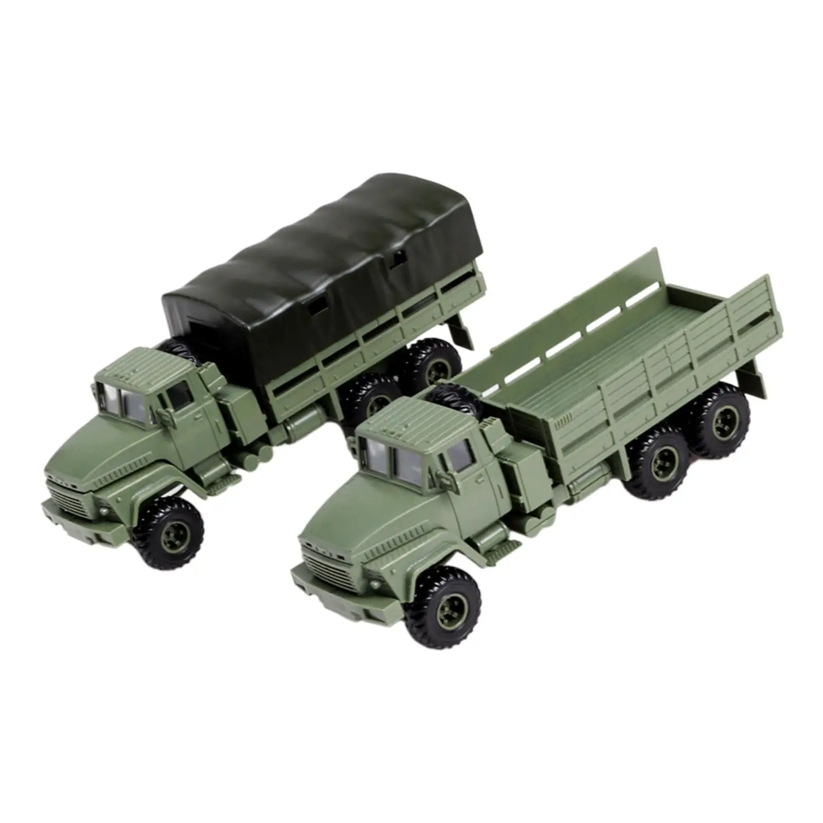 2x 1/72 Scale Transport Truck Model Ornament Toys Assemblable Display Accessory truck Vehicle Toy for Bedroom Presents Girls