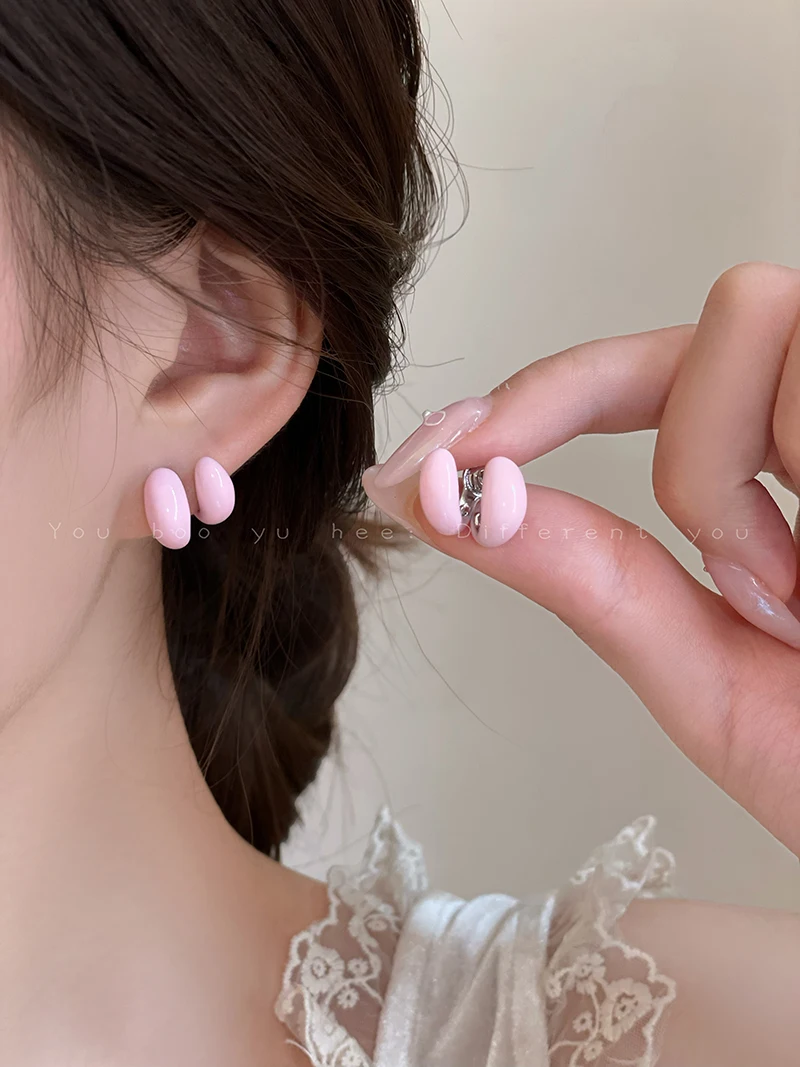 New Dual-Wear Enamel Stud Earrings - Unique Design for a Fresh and Sweet Summer Style, High-End Fashion Earrings.