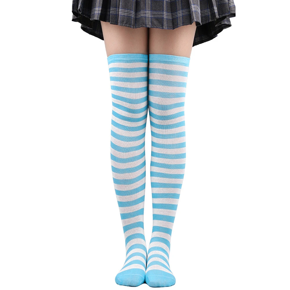 Anime Socks Women Colorful Striped Long Boot Stockings Female Overknee Socks Halloween Cosplay Party Costume Lolita Stockings