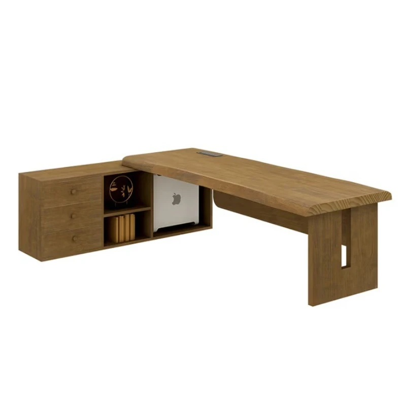 

All solid wood office with side cabinet Chairperson's desk