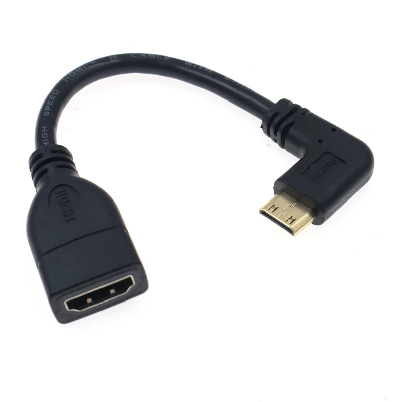 15cm 1080P Mini HDMI-compatible to HDTV Cable Male to Female 90 degree Right Angled Converter Adapter M-F Extension