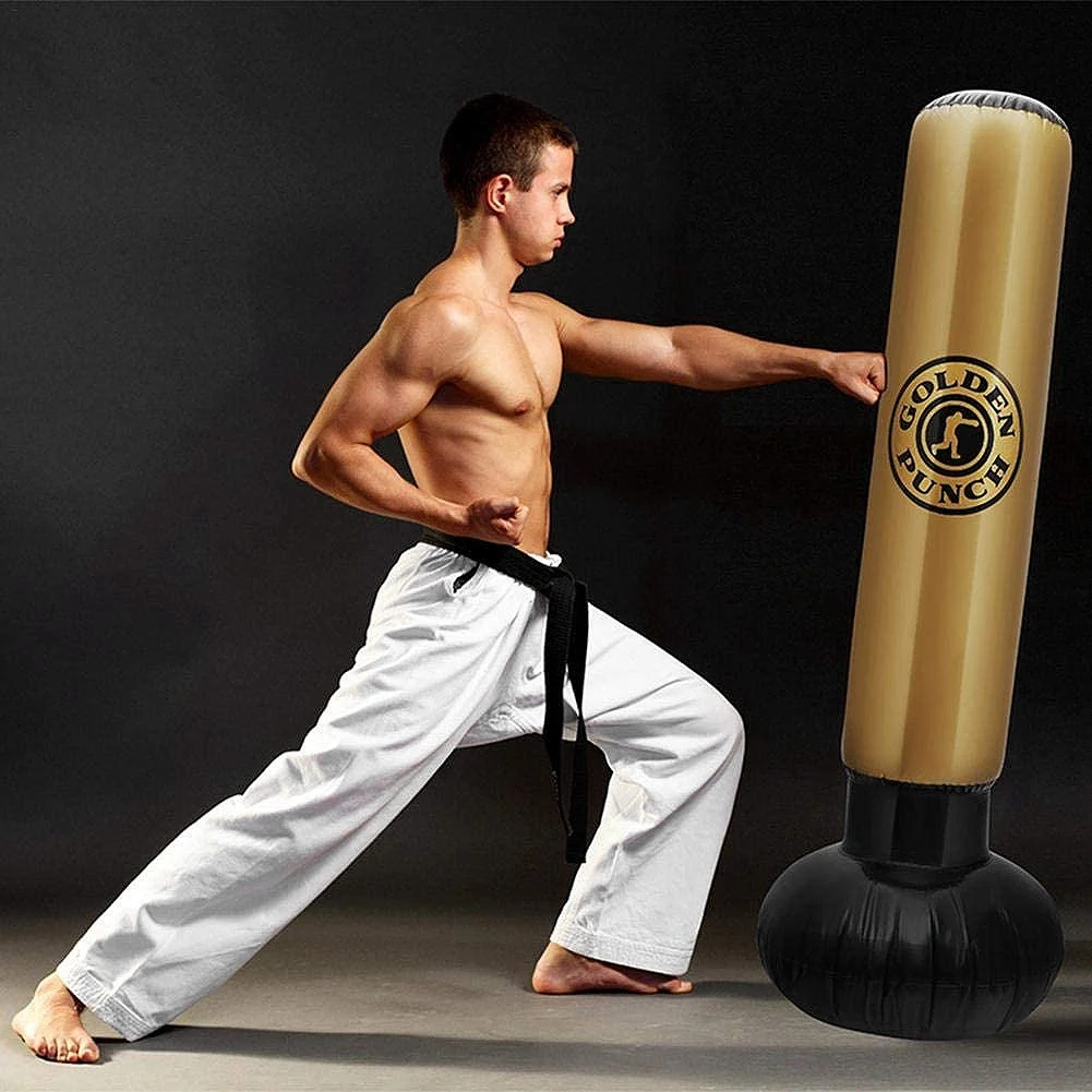 Sacco da boxe pesante Sacco da boxe gonfiabile Tumbler Colonna Sacco di sabbia per adulti Bambini Fitness 63 pollici