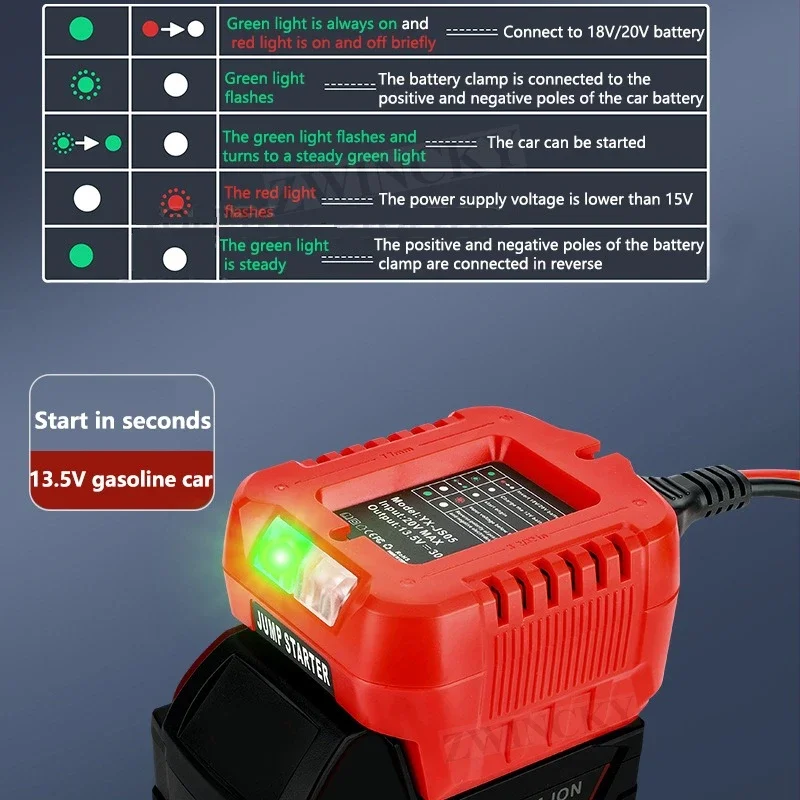كابلات الطائر لماكيتا/ديوالت/ميلووكي/بوش 18 فولت بطارية ليثيوم أيون الانتقال بدء محول السيارات الداعم كابل شاحن سيارة الشاعل #3