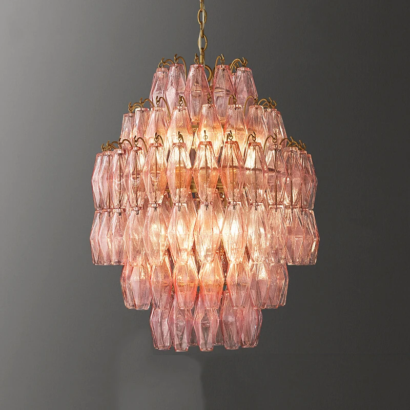 

Postmodern Glass Chandelier Lighting 2024 Pink Amber Glass Hanging Lamps for Ceiling Home Decor Lustres Living Room Lamps Lustre