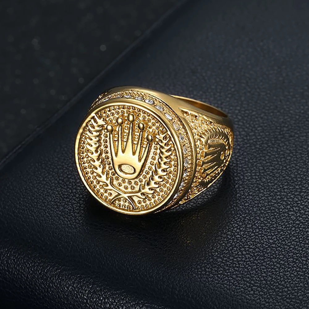 New Fashion Gold Color Crown Rings For Men Women 316L Stainless Steel Hip Hop Rock Party Personality Jewelry Gifts Dropshipping