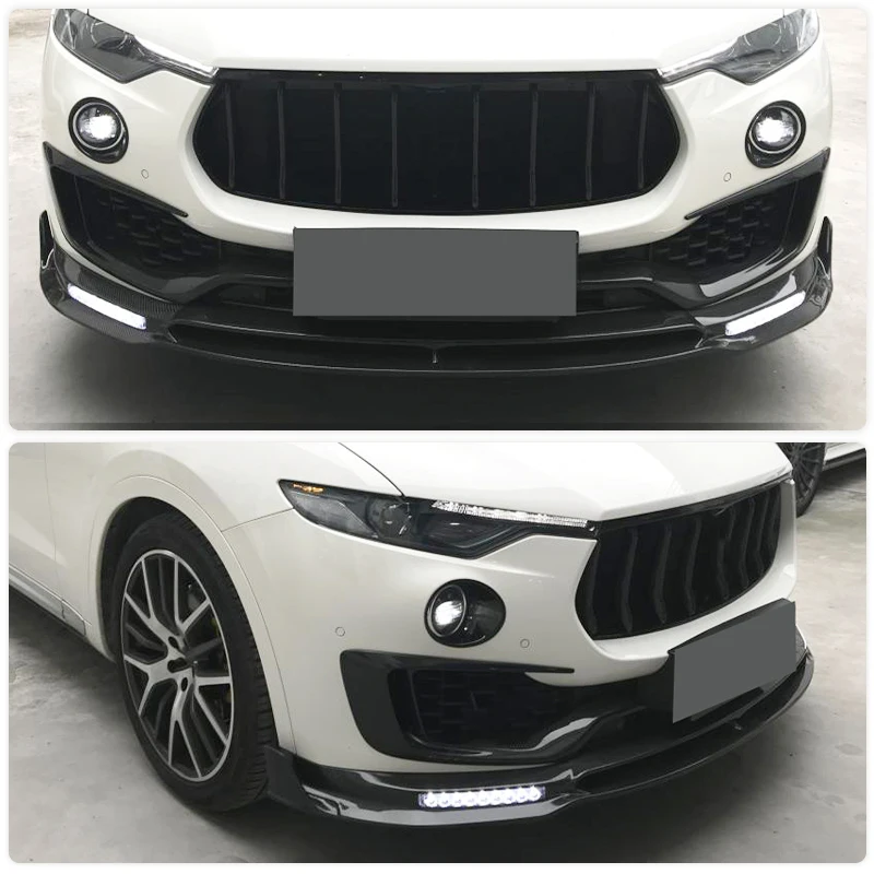 Carbon Fiber Car Front Bumper Lip Spoiler for Maserati Levante Sport Utility 4-Door 2016-2019 Auto Front Lip Chin Apron Bodykits