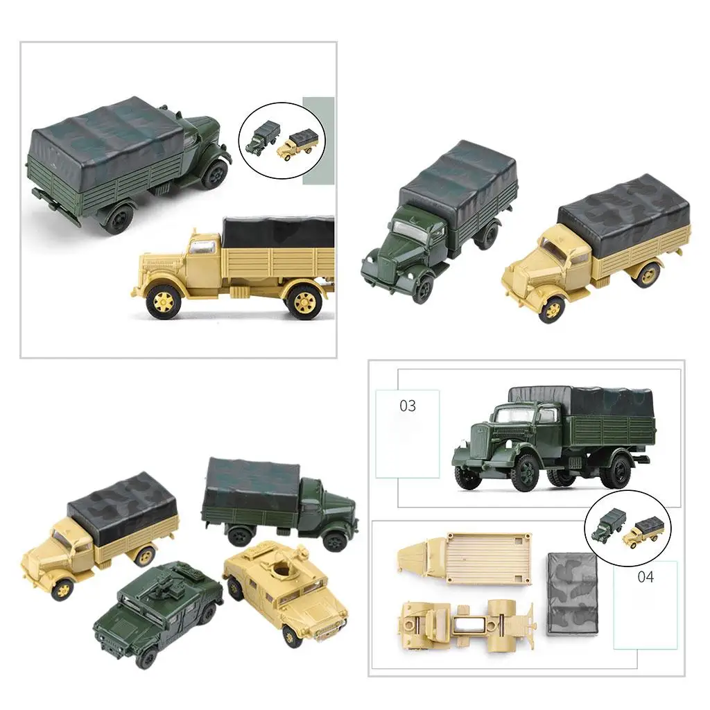 6Pcs 1/72 4D Assemble Truck Car Vehicle Model Toy Building Kit Collectibles