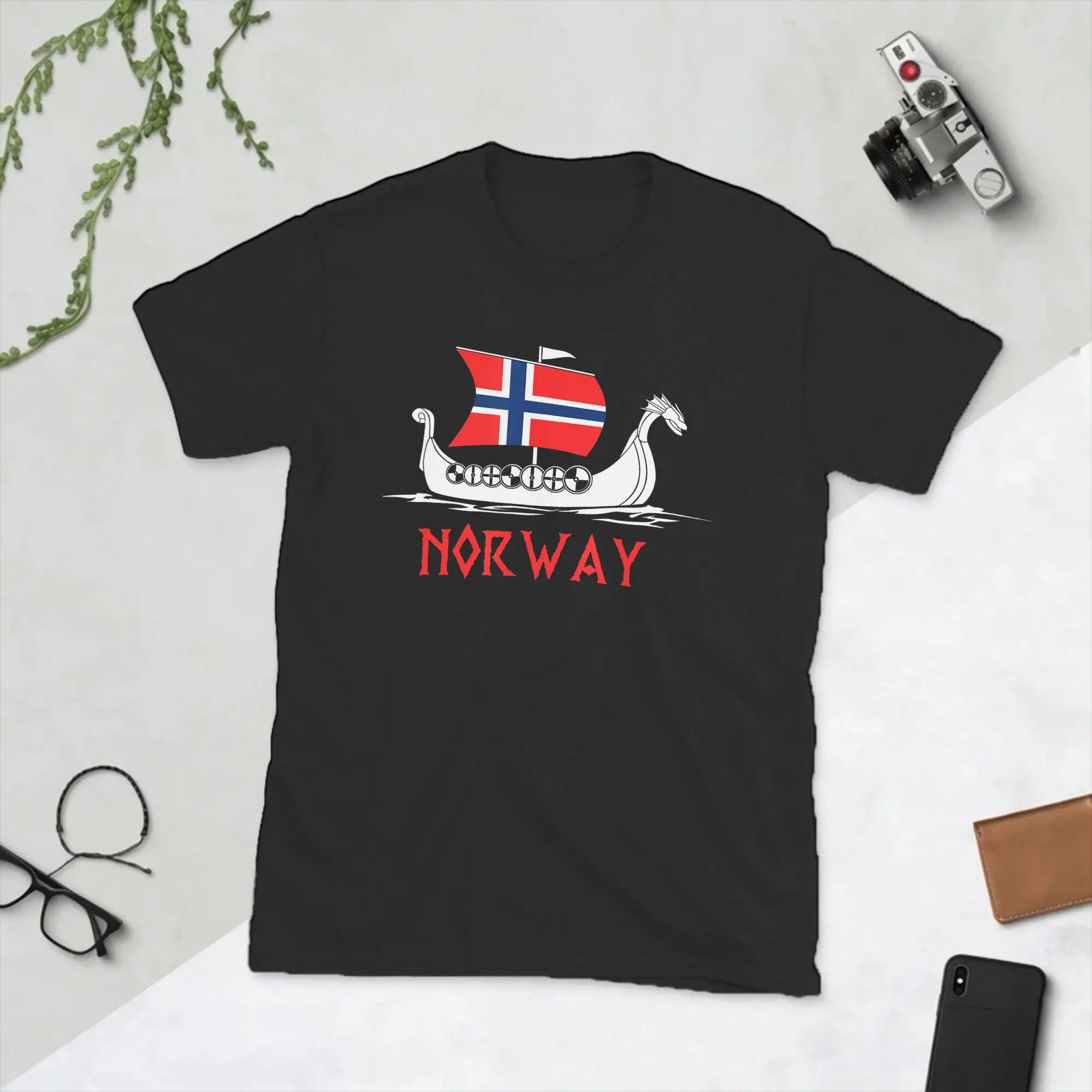 Novelty Boat Norwegian Flag Norway Ship T-Shirts for Men Round Neck Pure Cotton T Shirts  Short Sleeve Tee Shirt Clothes
