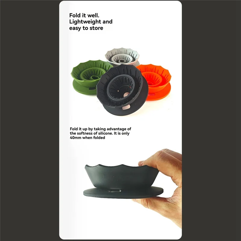 ABWM-Collapsible Pour Over Coffee Dripper Silicone Camping Coffee Filter For Travel Camping Office Hom Coffee Accessories