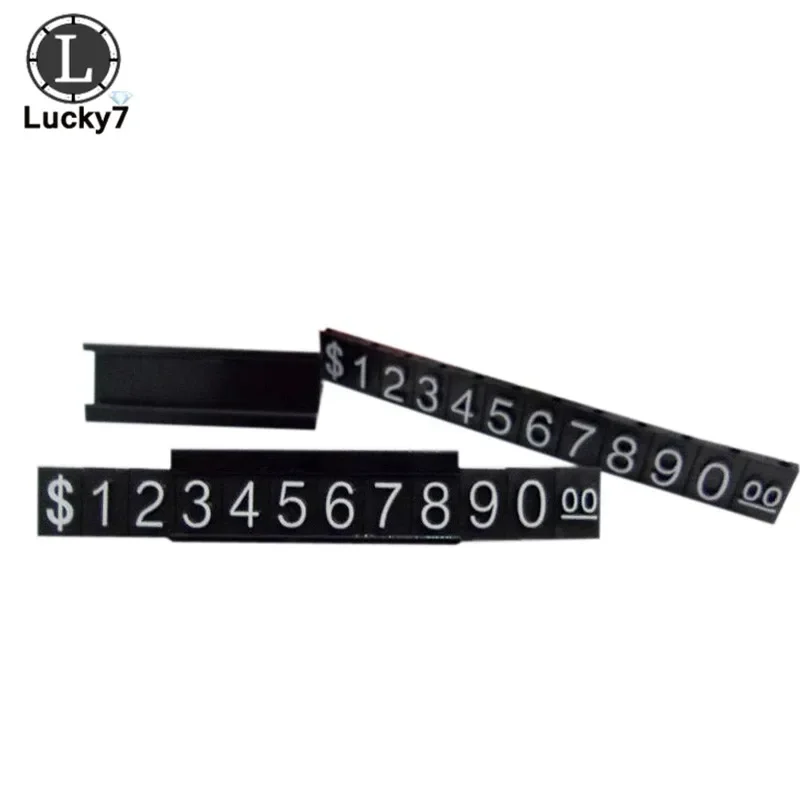 Counter Top Adjustable Price Tags Kit $ Euro Card Jewelry Clothes Numberal Digit Display Cube Sign Label Alloy Board Stand Frame