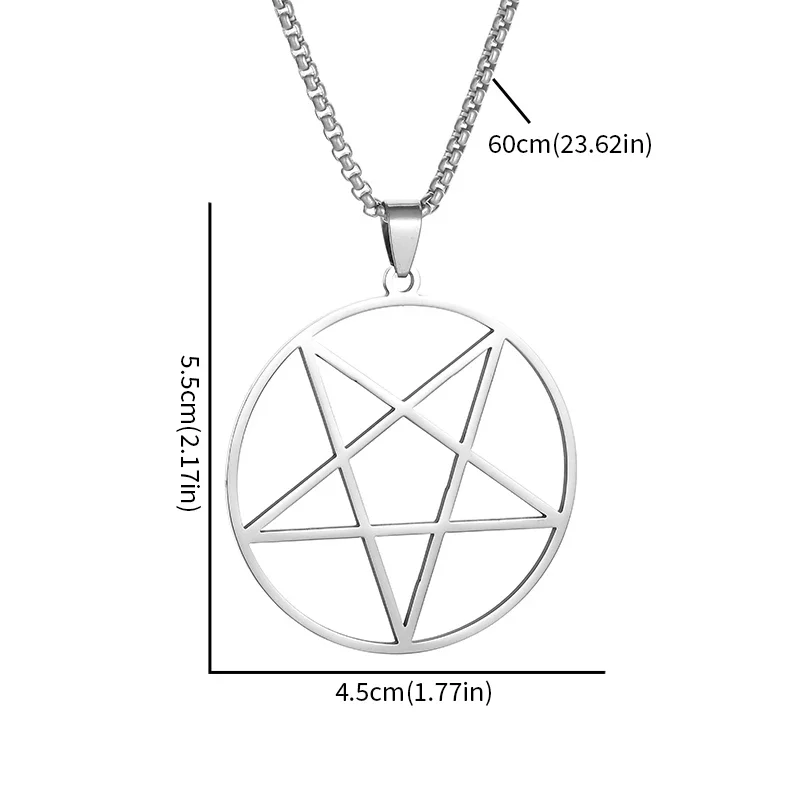 Retro Solomon Religious Witchcraft Pentagram Stainless Steel Pendant Necklace for Men and Women Fashion Lucky Jewelry