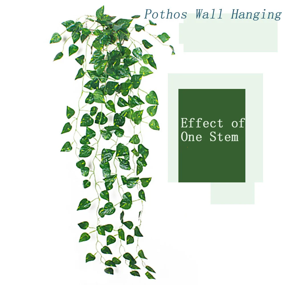 

Artificial Decorative Vine Flower Green Leaves Wall-Mounted Indoor Home Room Fake Plant Decoration with Lifelike Foliage Decor