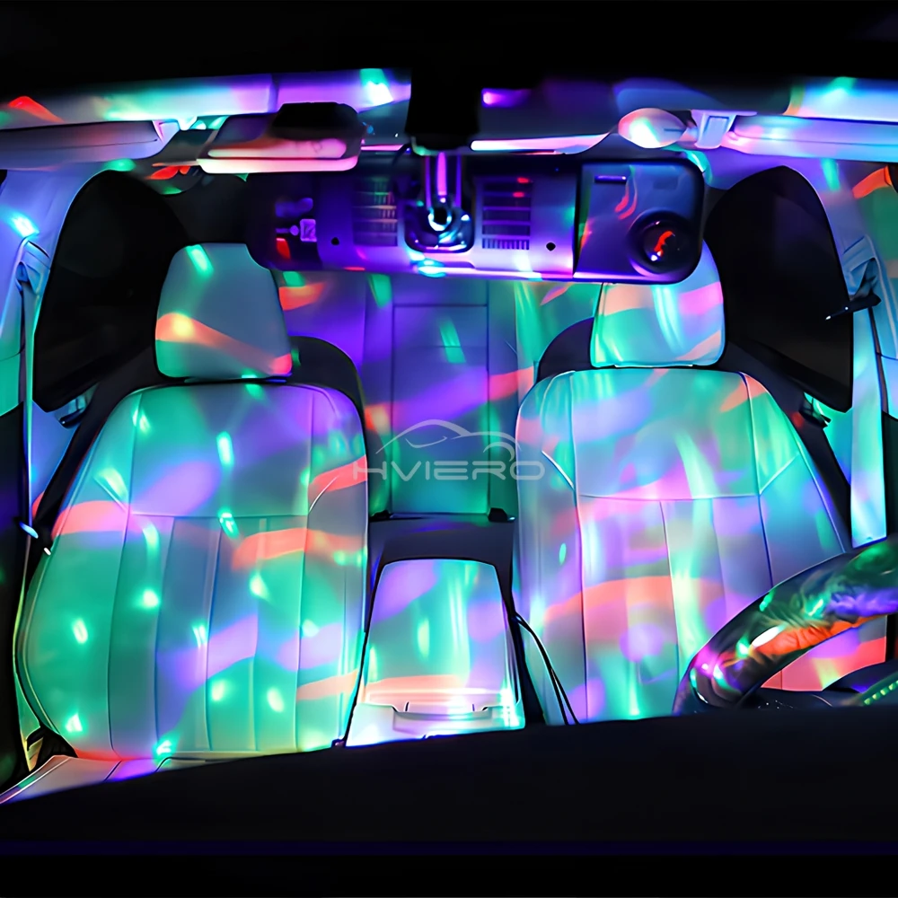 Car USB DJ RGB Mini Colorful Music Sound Auto LED Type-C IOS Holiday Party Karaoke Atmosphere Lamp Welcome 5V Ball Laser Light