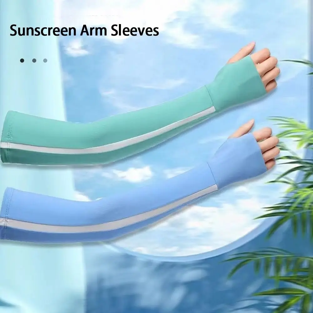 

Cycling Driving Running Ice Silk Arm Sleeves Sunscreen Sun Protection Elbow Cover Anti-UV Fingerless Gloves
