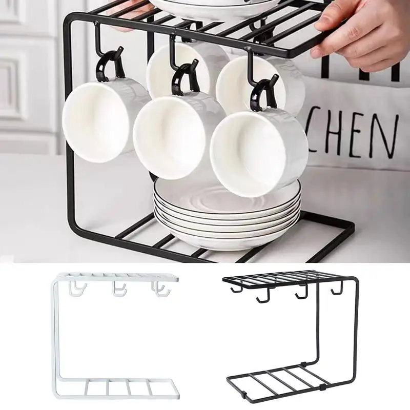 

Modern Metal Mug Tree Holder Stand For Counter 6 Hooks Coffee Cup Display Hanger Rack Organizer Kitchen Cabinet Countertop