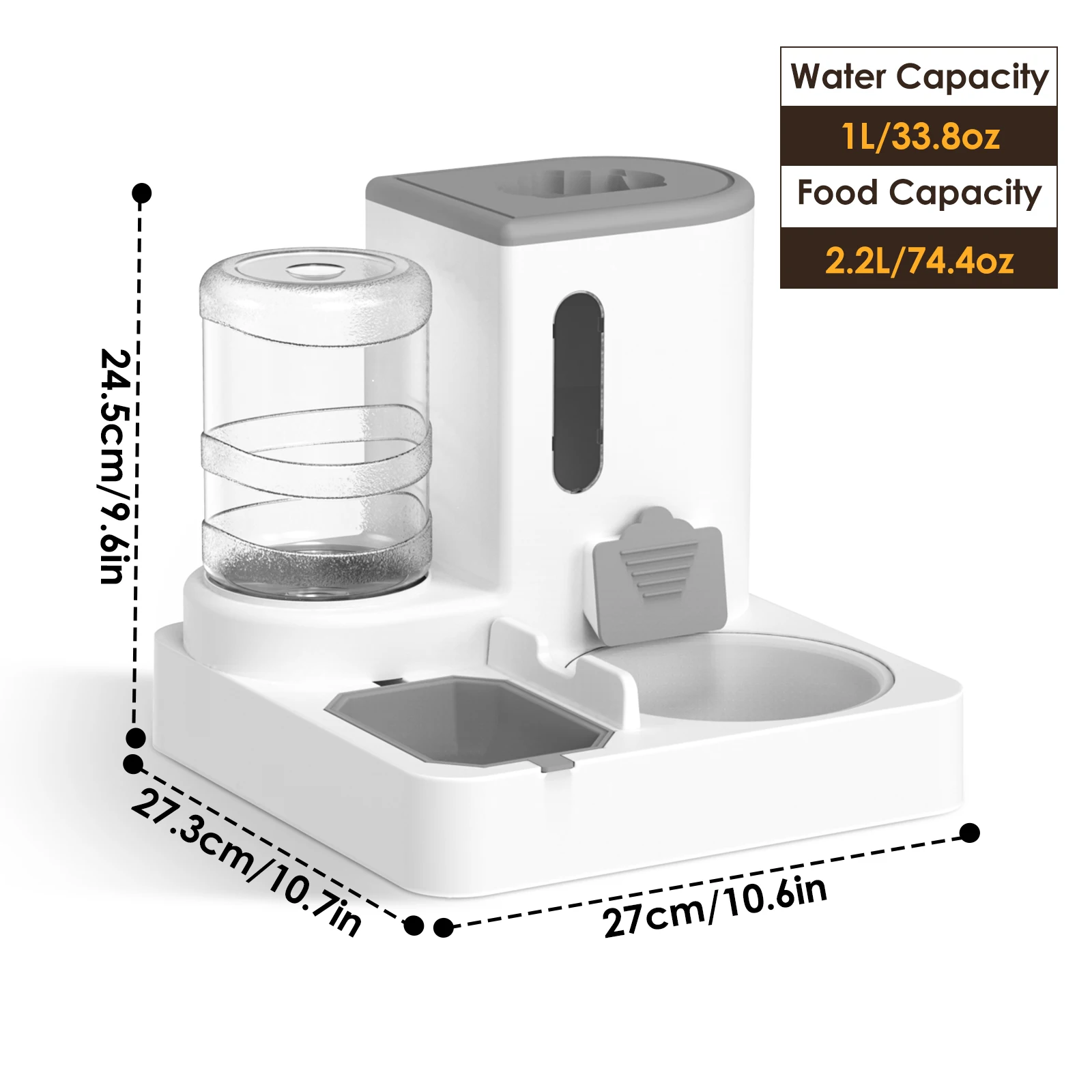 Automatic cat and dog feeding and drinking fountain, 2 in 1, can feed and drink at the same time, no need to plug in